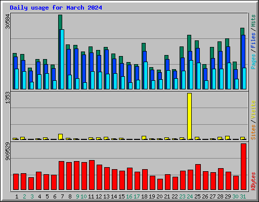 Daily usage for March 2024