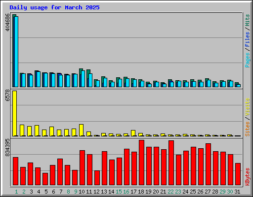 Daily usage for March 2025